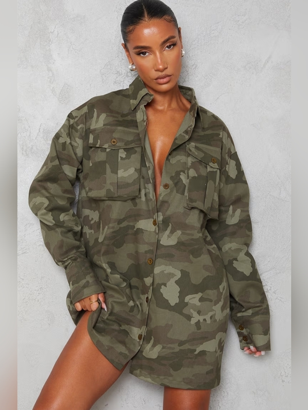 PLT oversized camo shirt dress (Tagged sz 4 but fits larger)